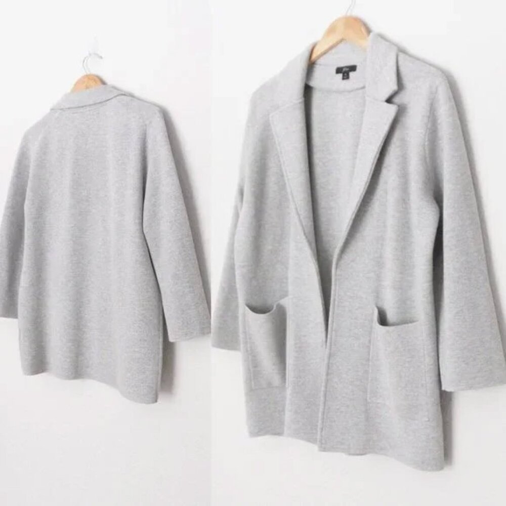 J.Crew Sophie Open Front Sweater Knit Blazer Jacket M Gray Grey Merino Wool $168 - Picture 5 of 16